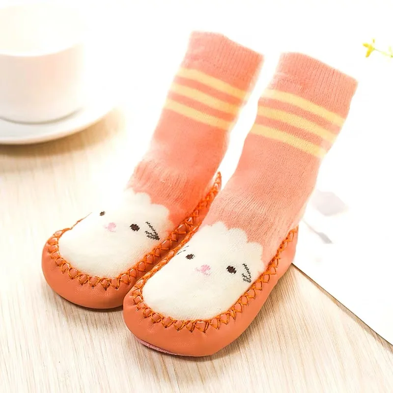 HEPOLILO Baby Jacquard Floor Socks Slippers Leishoes Socks with Rubber Soles Baby Anti-slip Socks
