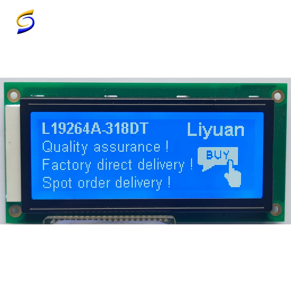 Factory supply 19264 192x64 Dots Monochrome Screen Cob Graphic Lcd Module