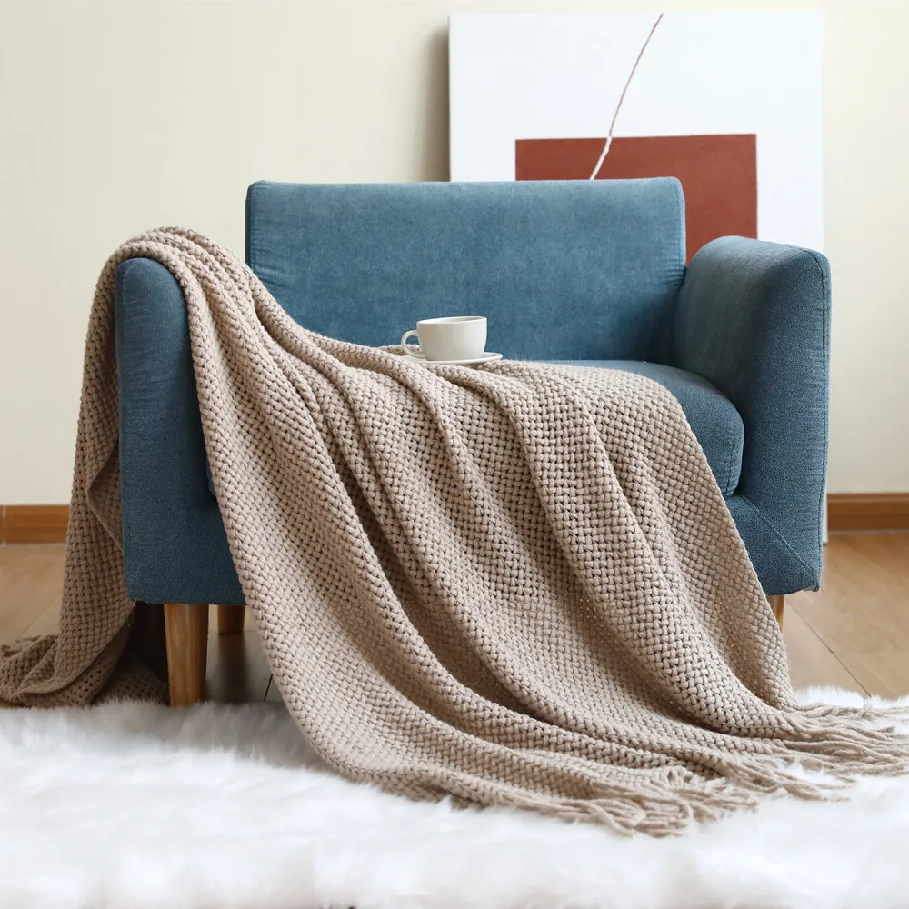 Super Soft Cashmere Decorative Throw Blanket Lightweight Knitted For Bed And Sofa