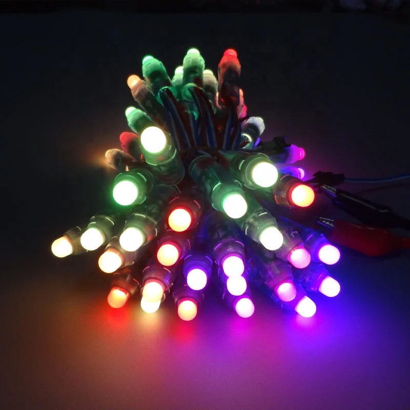  WS2811 12 мм пуля Смарт цветная (RGB) светодиодных пикселей узлов DC5V адресуемых цифровой полного цвета из водонепроницаемого материала; IP68 цвет провода могут быть