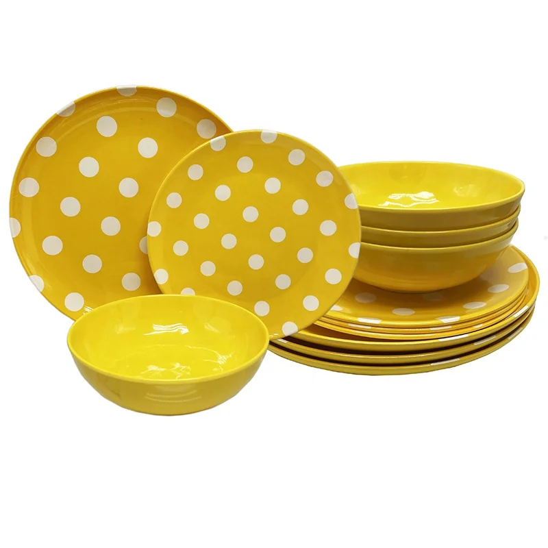 Factory camping tableware set plastic dishes set restaurant dinnerware melamine black dinner set melamine plate