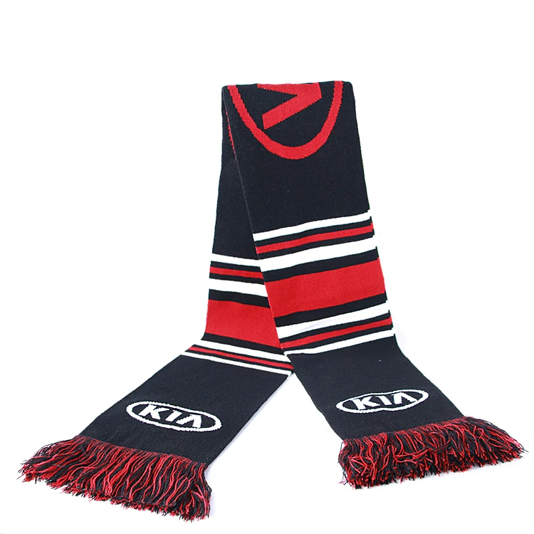 Hot selling custom jacquard soccer fan knit scarf