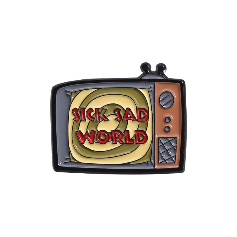 Hot Sale Terror Ghosts Televisions Funny Enamel Nickel Plated Zinc Alloy Hat Pin Metal Crafts Lapel Pin For Gift