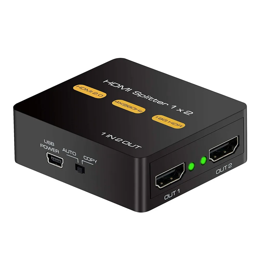 KUYIA Factory sale 2.0 HDMI cable Splitter extender 1x2  out 4k no power is needed