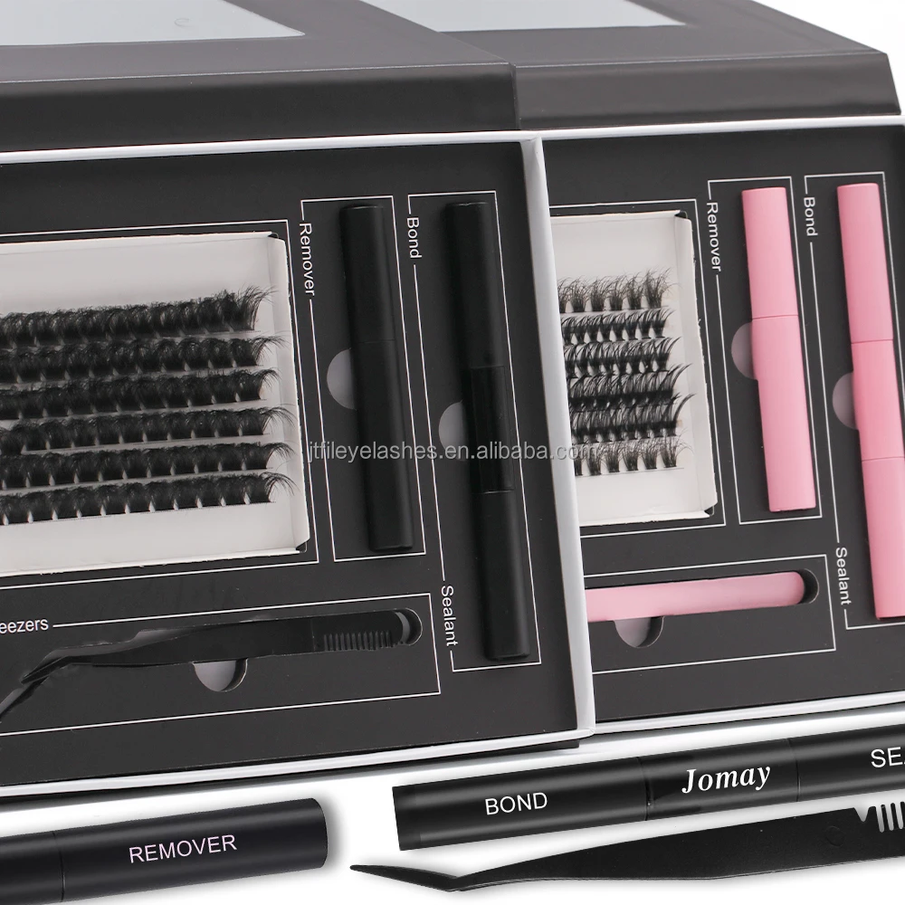 New unique design private label segmented cluster eyelashes Customize your logo 80D 30D 40D DIY clusters lashes magnet box kit