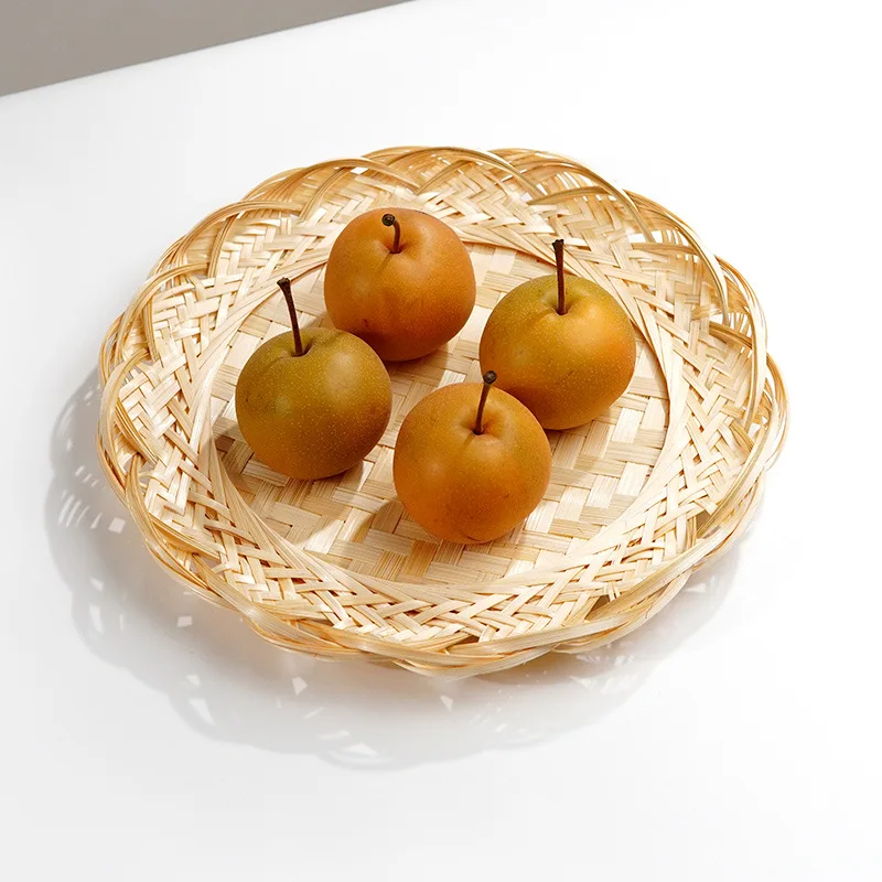 Handmade Woven Basket Bamboo Woven Storage Tray Kitchen Storage Tray Fruit And Vegetable Basket Dried Fruit Drying Tray