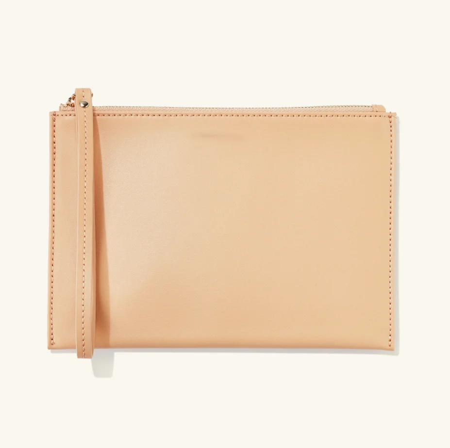 Luxury custom genuine pu leather wristlet women clutch bag zipper pouch