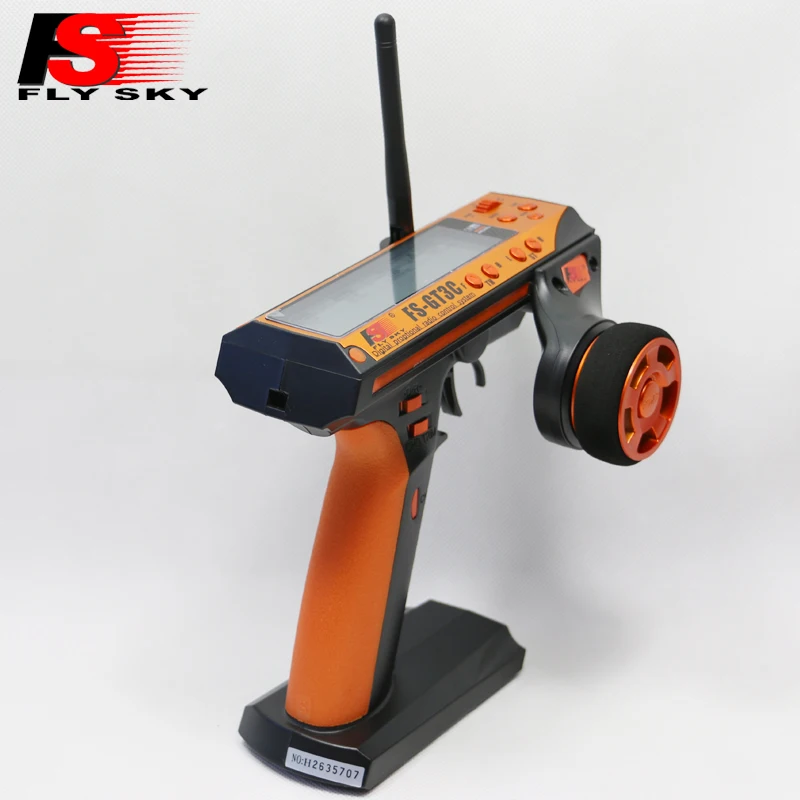 FlySky fs-gt3c 3-channel transmitter with gr3e receiver remote control of ship model of lithium tram with screen