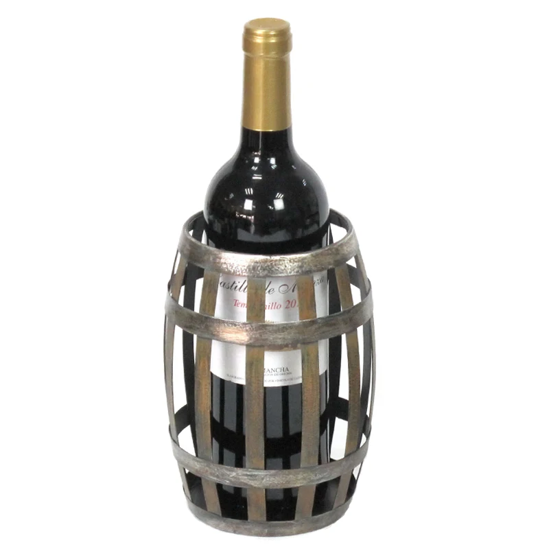 Decorative Wine Barrel Wine Bottle Holders For 3 Bottles