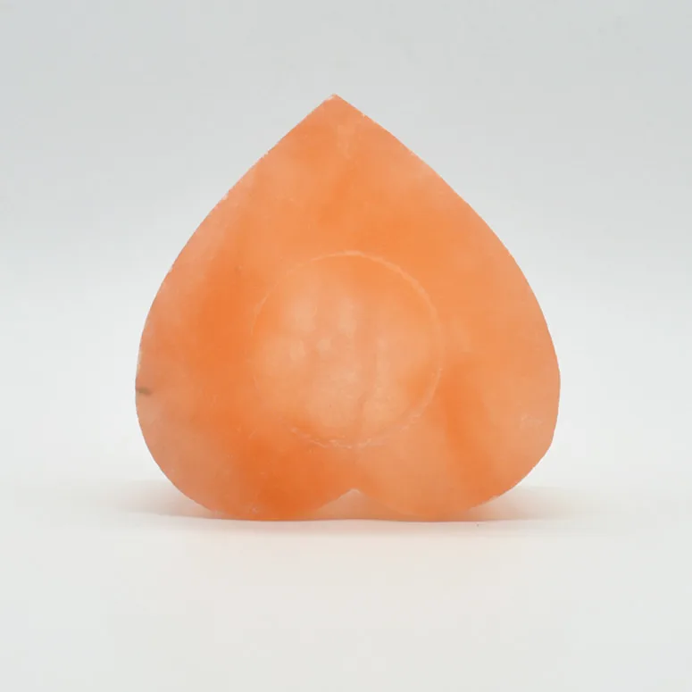Hotsale Natural Selenite  Candle Holder Gypsum Candlestick Heart Shape Candleholder