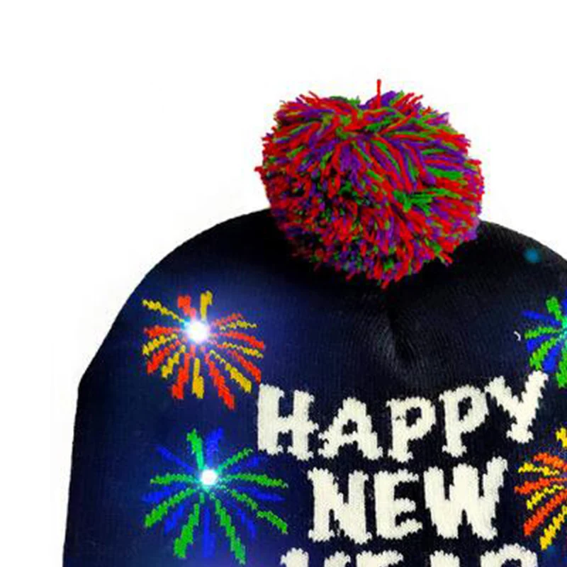 Новинка 2020, забавная вязаная шапка на Рождество со светодиодами, теплая шапка для детей и взрослых, шапка на Новый год и Рождество