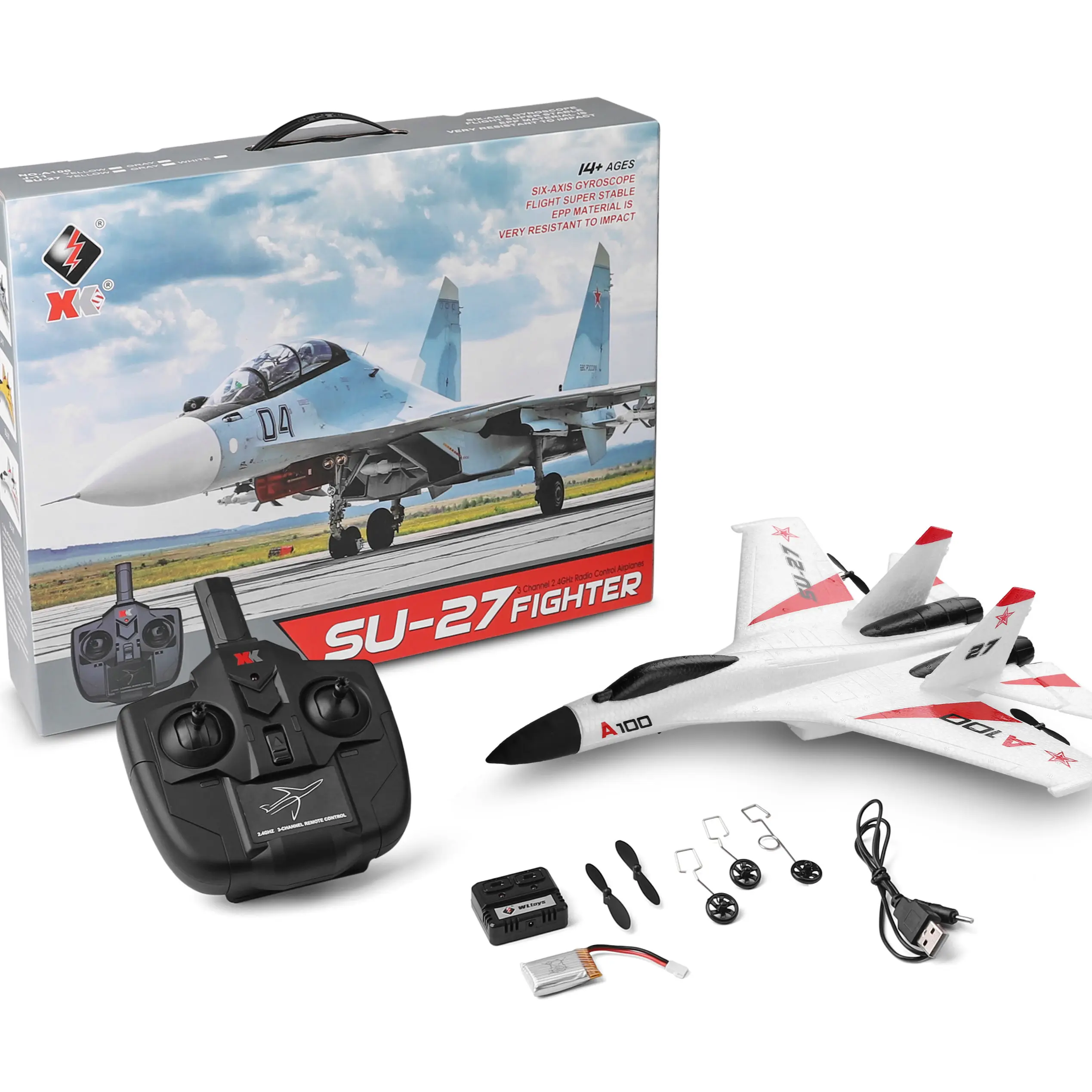 A100 J11 A100-SU27 EPP 2.4G 3CH RC Airplane Fixed 340mm Wingspan Wing Aircraft Built-In Gyro Grey RTF RC Plane