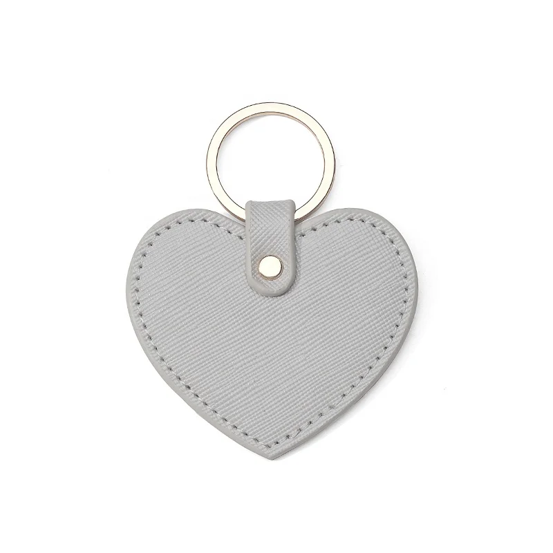 Personalized saffiano leather cute heart keychain