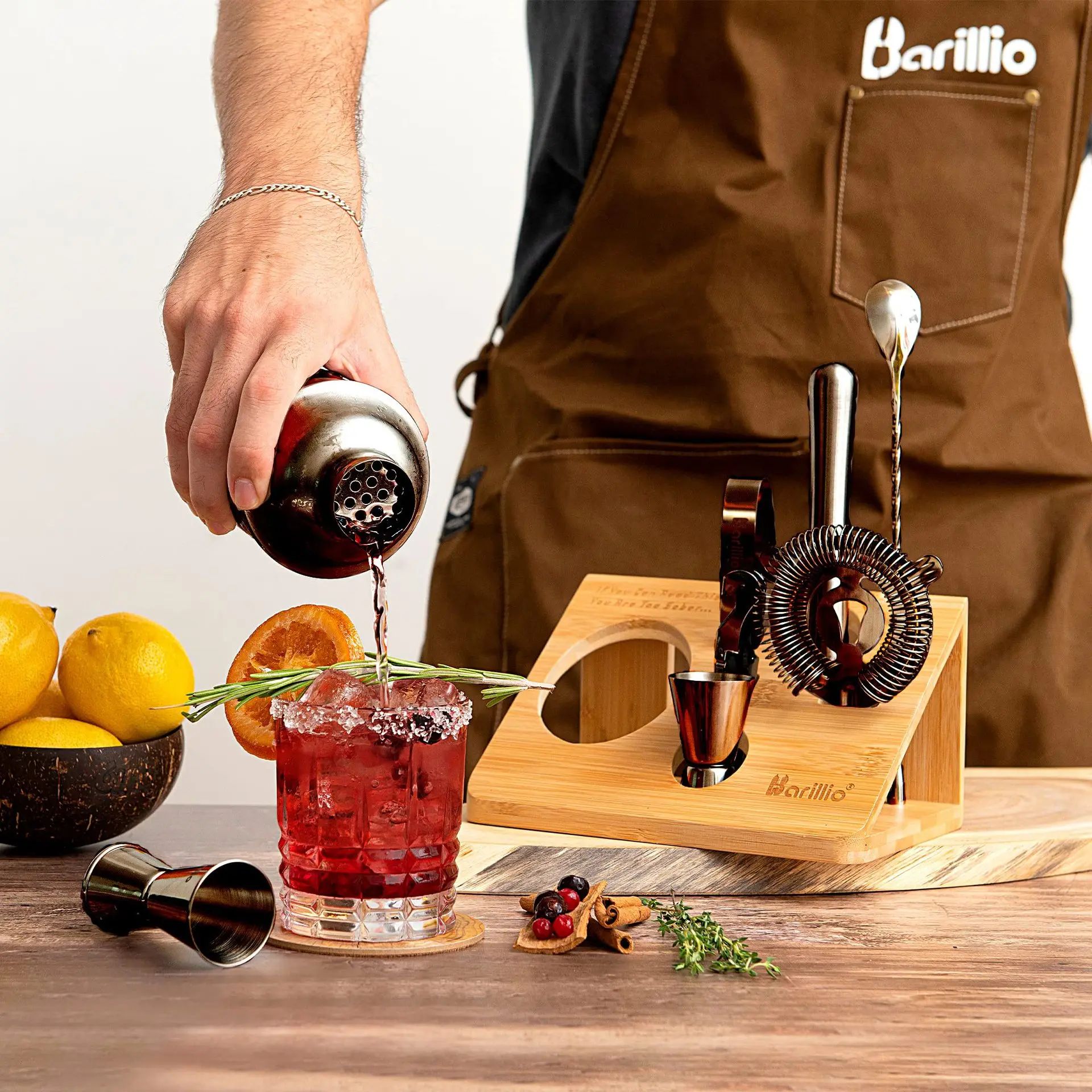 New Cocktail Shaker Storage Rack Wooden Crystal Cocktail Display Rack Bartender Tool Organizing Rack Base