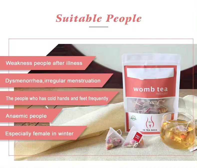 OEM ODM Woman Womb Detox Tea Rose Flower Flavored Female Period Pain Relief Tea Herbal Supplement For Women In Peroid