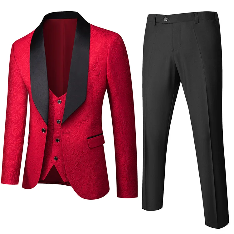 Italian Design Smoking Tuxedo Jacket 3 Piece Groom Suits For Mens Wedding Suits