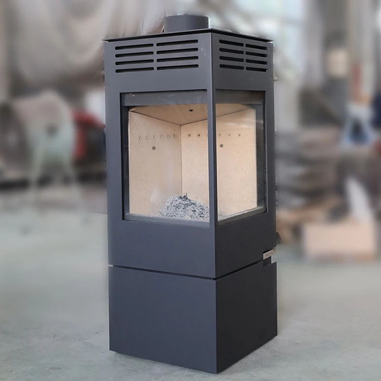 Viewing glass furnace doors woodstove wood burn stove 80 m2 whole house heating Double door glass indoor wood fireplace