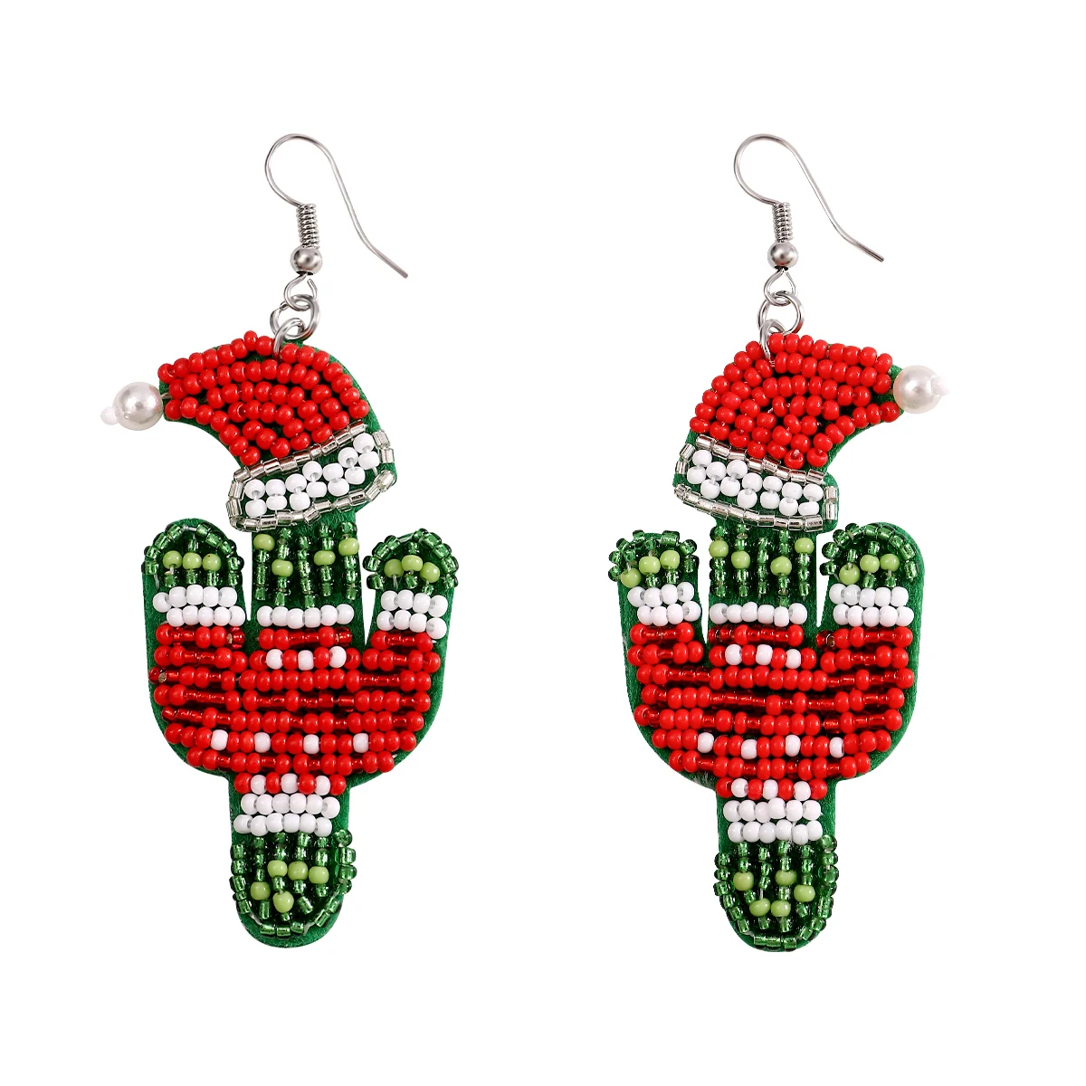 Suyan Custom Handmade Beaded Cactus Statement Earrings Christmas Seed Bead Earrings For Women Christmas Jewelry Gifts Wholesale