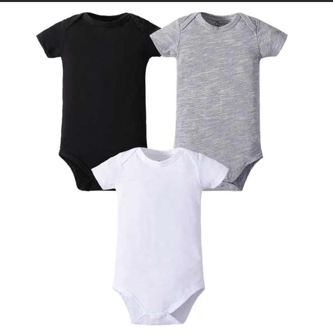 Wholesale Summer Blank Newborn Baby Girl Boy Clothes Cotton baby romper Solid Color Short Sleeve Onsie Bodysuit