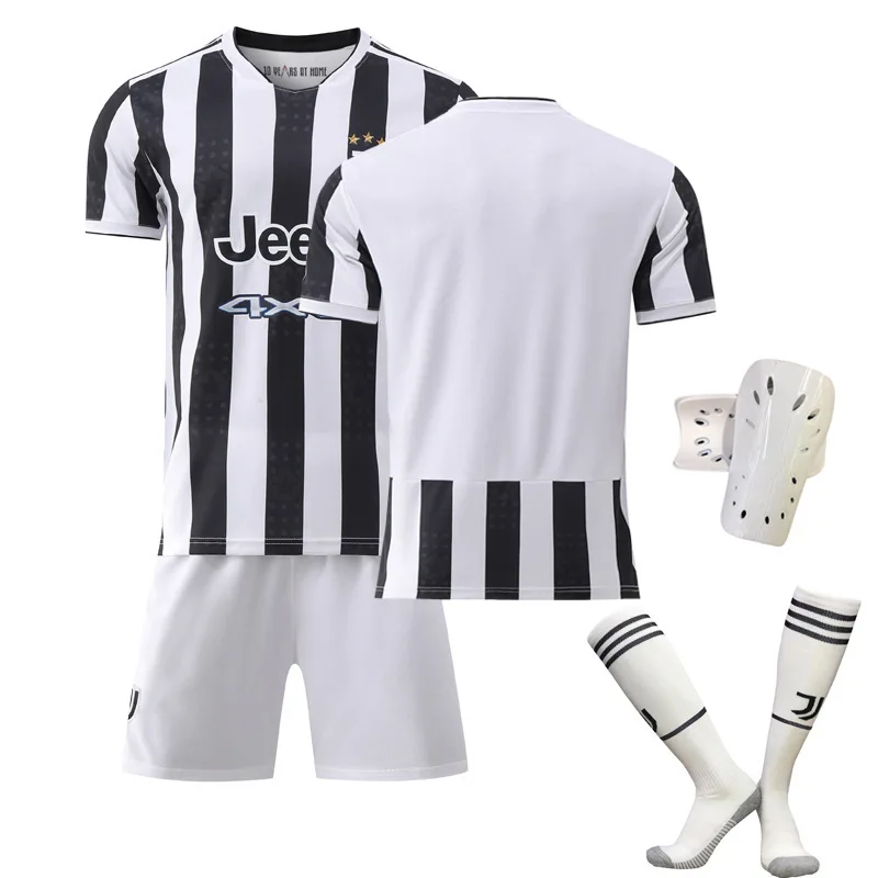 Wholesale Printing Black and White Striped Football Uniform Football Jersey Soccer Jersey
