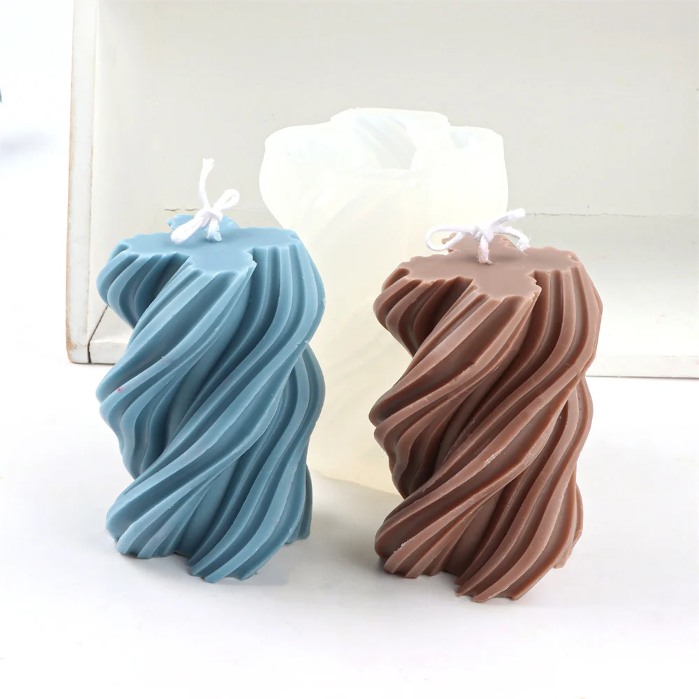 DIY Rotary Cylinder Candle Mold Curved Striped Column Candle Tools Silicone Spiral Curvy Candle Mold