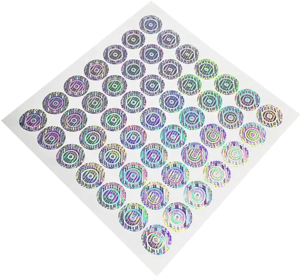 Custom Round Silver Genuine Authentic Tamper Evident Warranty Void Security Seal Tape Laser Holographic foil  Hologram Stickers