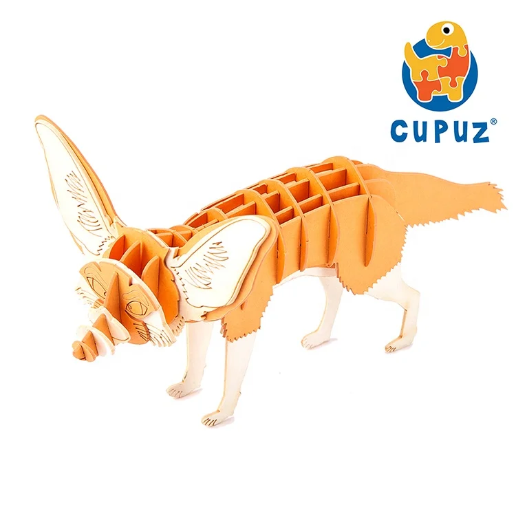CUPUZ 3D Wild Animals Cardboard Puzzle Toys-Fennec Fox Bat-eared Fox DIY Animal Paper Craft Model Kit
