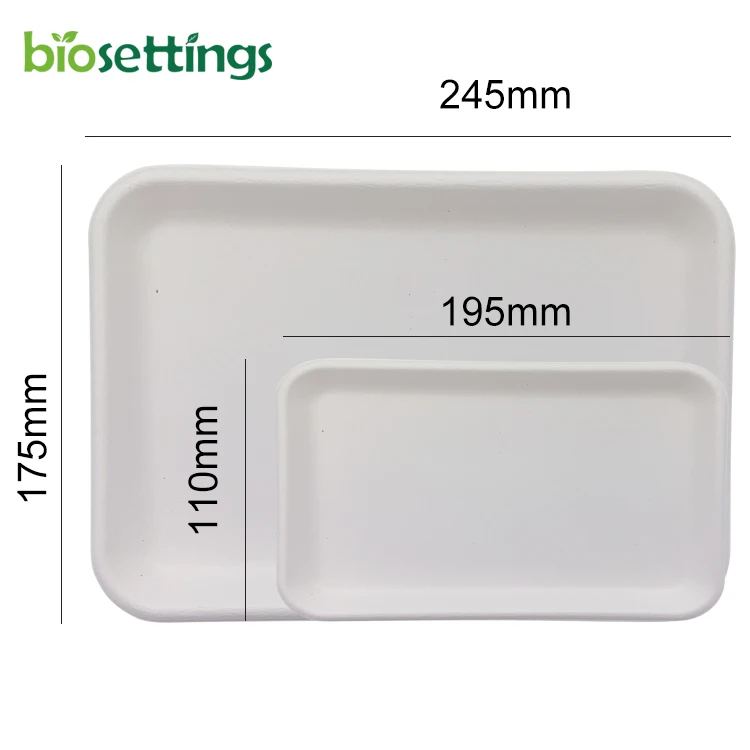 PFAS FREE Disposable Foodservice Compostable Washed Kraft Paper Fiber Plant Snack Fruit Food Sugarcane Tray