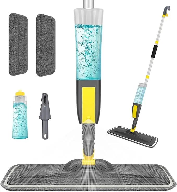 Household Spray Mop 2 Replacement Pads Dry Wet Floor Mop for Household with 400ml Refillable Bottle