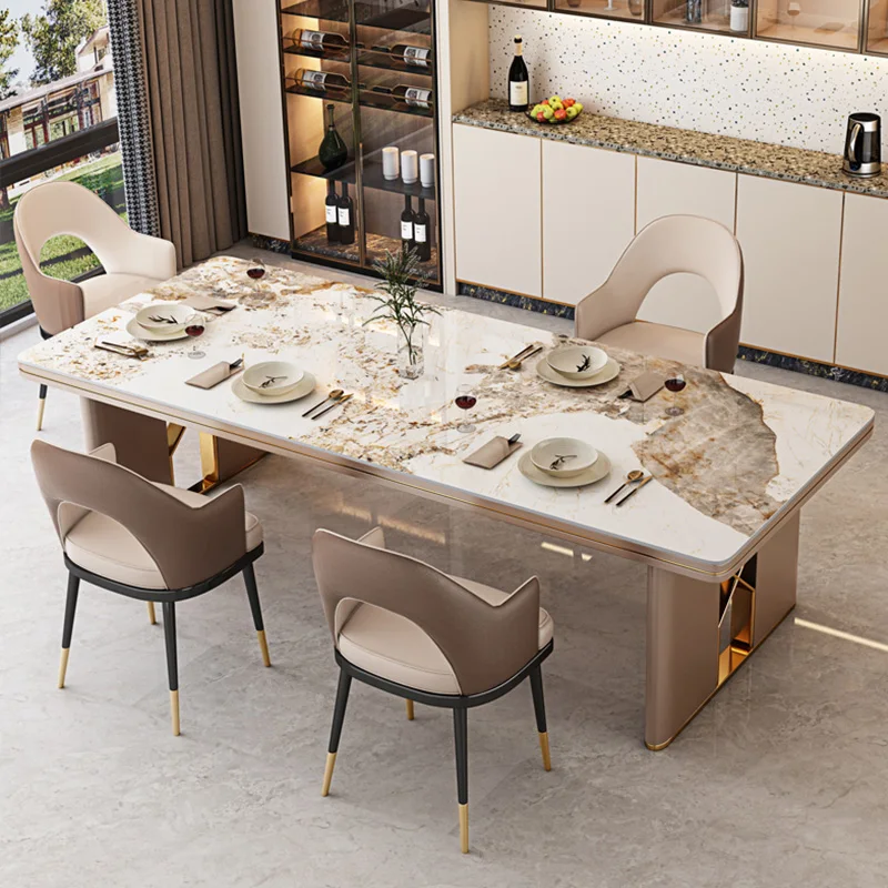 luxury dining room furniture antique modern sintered stone dining table set with 8 10 seater chairs