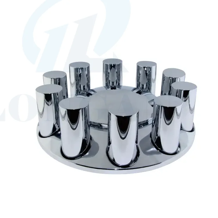 Custom Chrome ABS Complete Axle Cover Set In Pairs with Standard Hub Caps and 33mm Screw-On Lug Nut Covers
