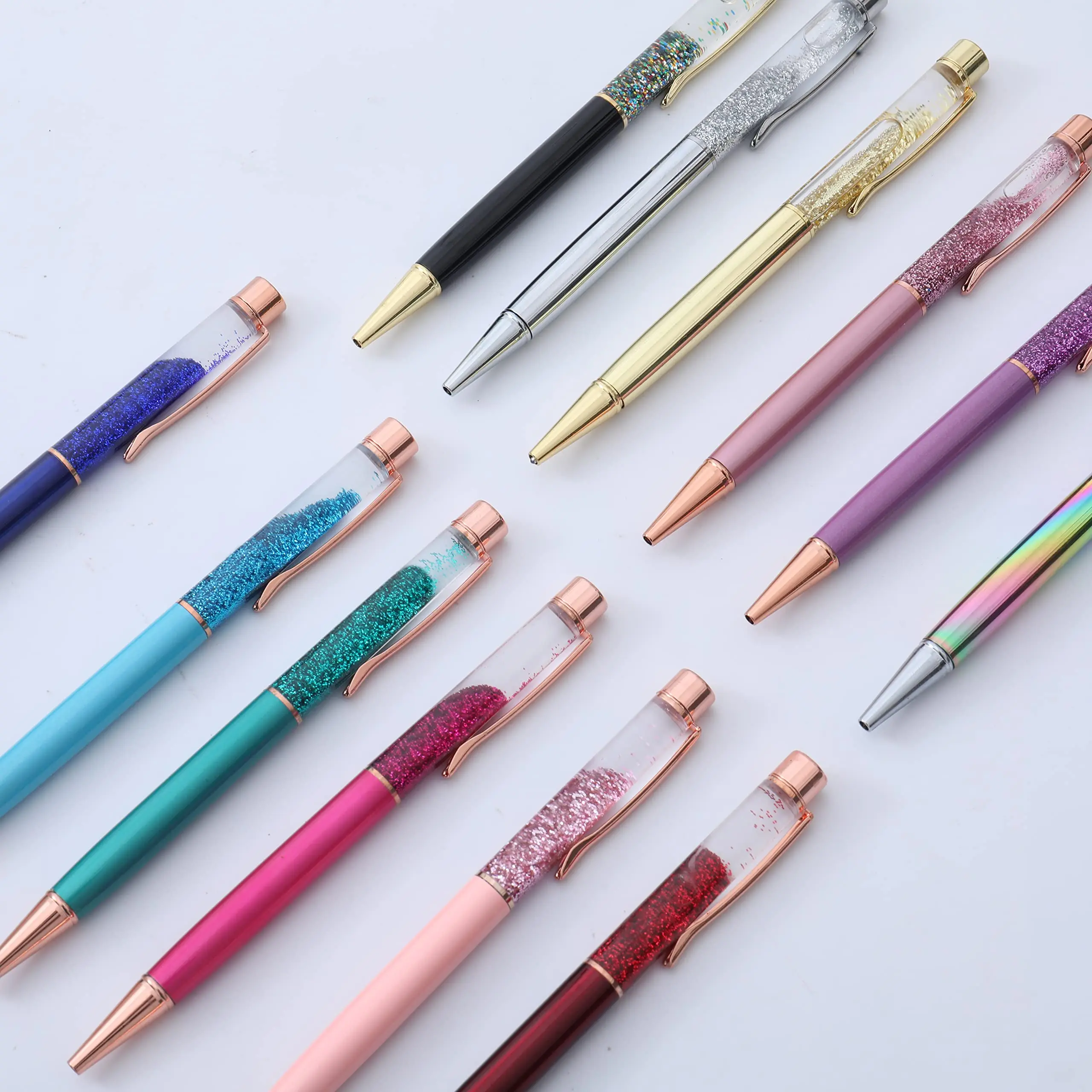 Rose gold 8PCS set custom metal ballpoint pens custom pens with custom logo stationery