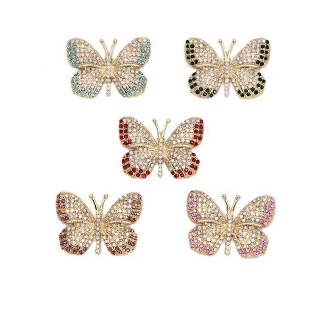 New style Metal Designer Shoes Decoration Butterfly gemstone crystal Croc Shoes Accessories Fit Hole Sandal Clog Charms for croc