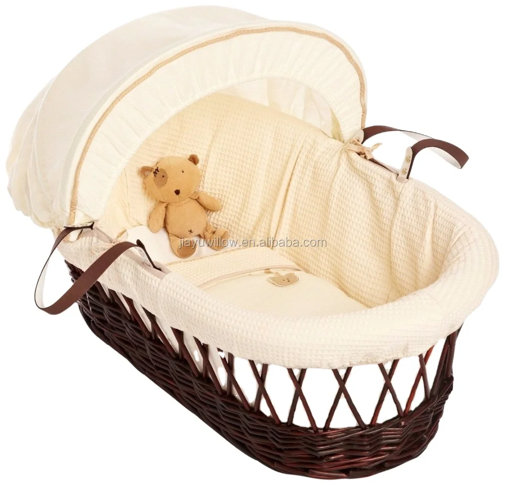Waffle Hooded Moses Basket Antique hand made willow /wicker baby basket baby wicker baskets