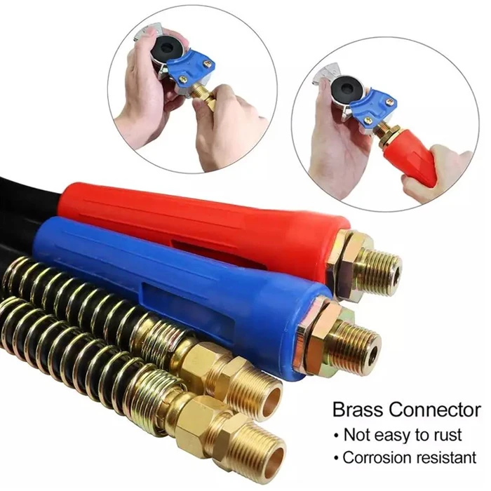 3 in 1 Spiral Wrap ABS Electrical Cord and Rubber Air Line Polyester Braided Hose Assemblies 7 Way Electrical Trailer Cord
