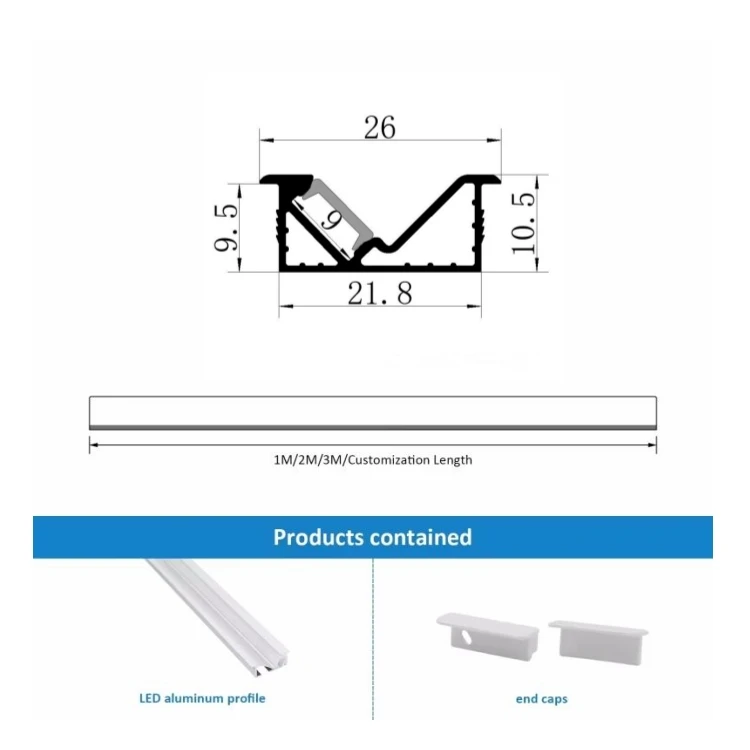 Recessed Aluminum Led Channel For lighting Recessed 6063 Aluminum Heat Sink Extrusion Led aluminum profile for closet/cabinet