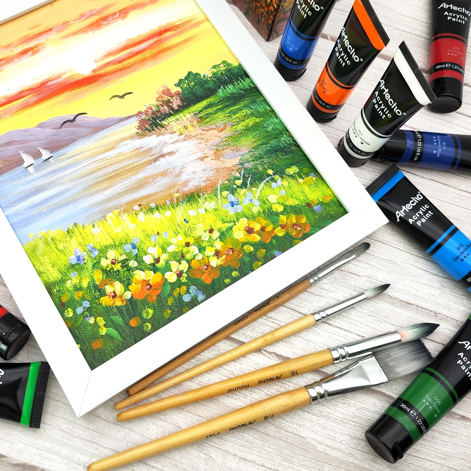 Artecho 24 colors acrylic paint set suitable for both beginners and experienced artists