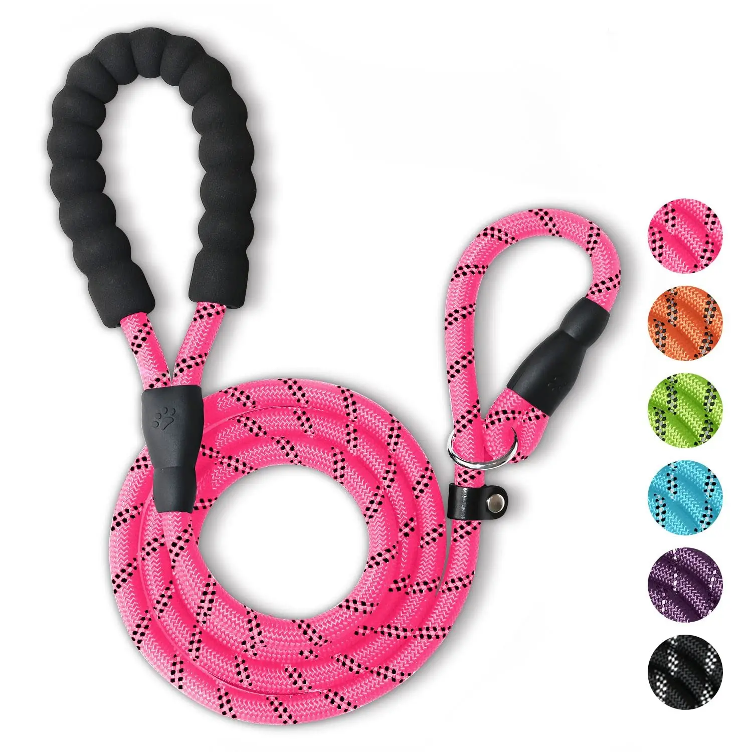 Wholesale customized adjustable choke training P dog running rope polyester nylon leash with collar