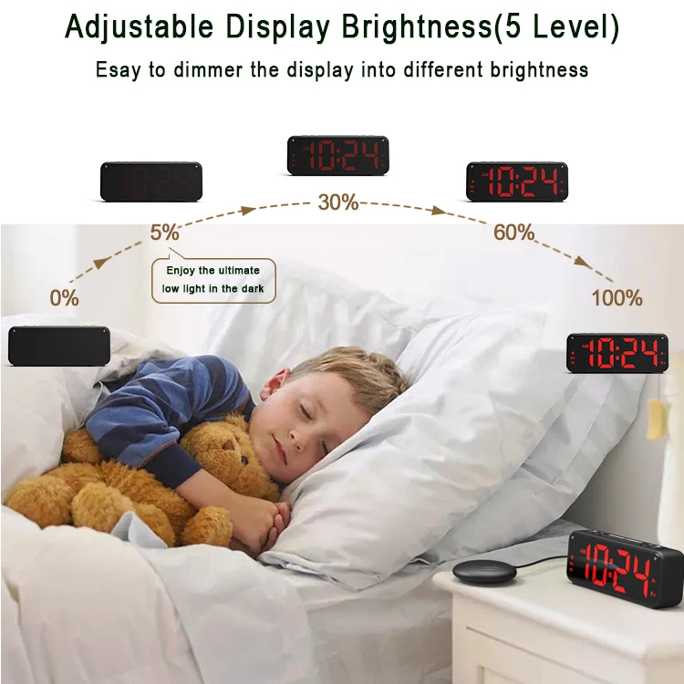 Super Loud Wake Up Vibrator Digital Alarm Clock with Bed Shaker for Heavy Sleepers Hearing Impaired Deaf Teens