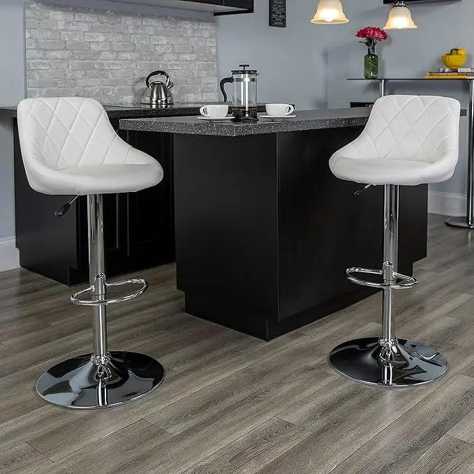 Coffee Shop Jewelry Store Luxury Furniture Restaurant Nordic Bar Stools Leather Modern Leisure PU Swivel Bar Chair with Backrest