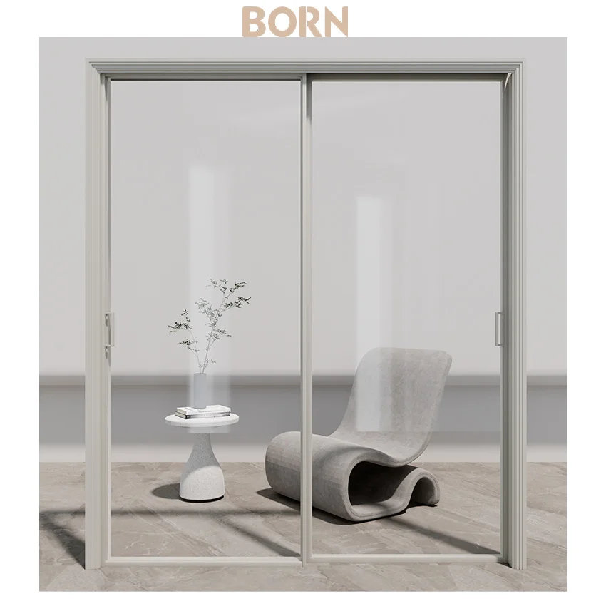 Windproof Waterproof New Construction Aluminium Double Glass Sliding Door Exterior Walls Designs Sliding Glass Doors