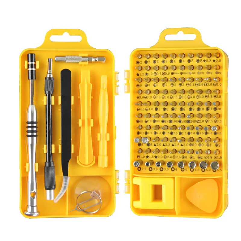 Wholesale watch and mobile phone dismantling and maintenance tools Chromium vanadium steel 115 in 1 screwdriver set