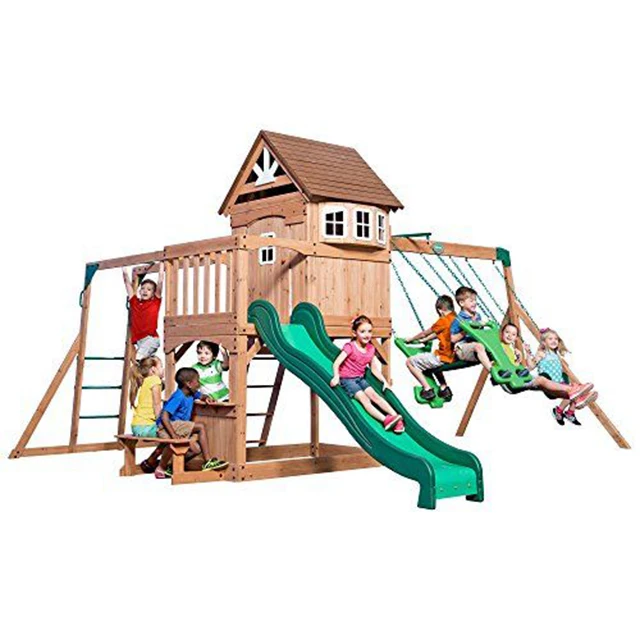 Xiair Kindergarten children wooden kids Montessori outdoor playground equipment Wooden Playground Outdoor Equipment Set