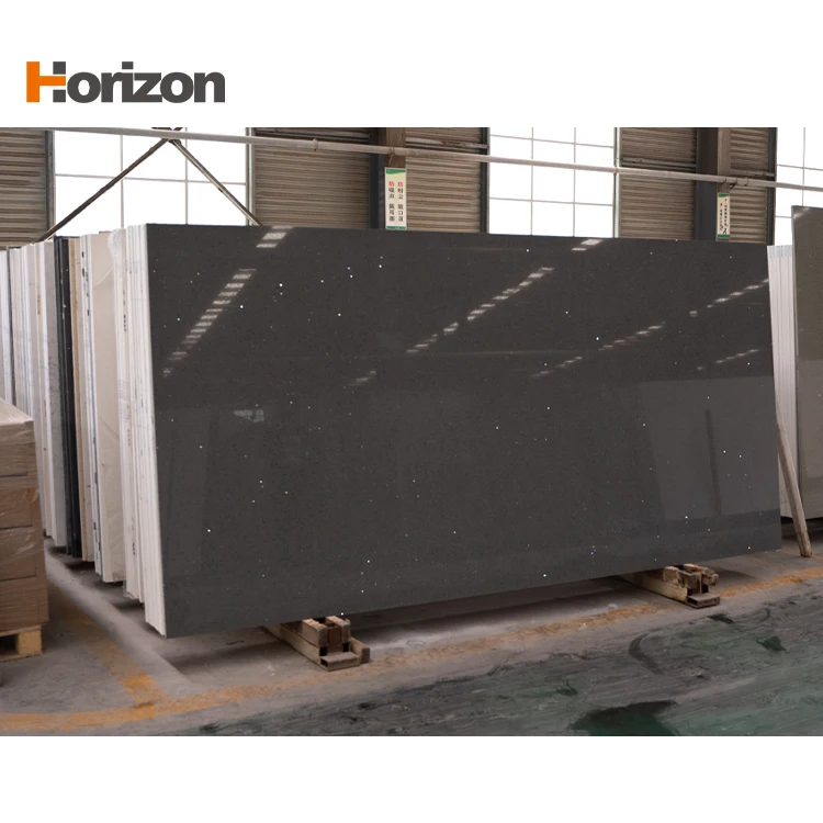 Black Polished Artificial Quartz Stone Large Slabs Calacatta Quartz Stone Countertop for Kitchen
