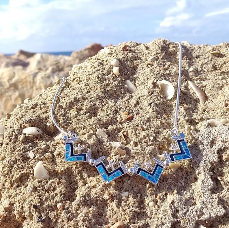 High Quality Gold Plated Men Solid 925 Sterling Silver Holy Orthodox Opal Stone Jerusalem Cross Pendant Chain Necklace