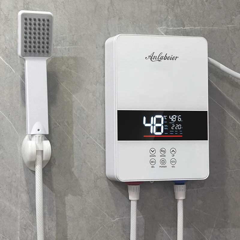 Anlabeier brand customized logo LED screen bathroom smart tankless electric instant water heater price