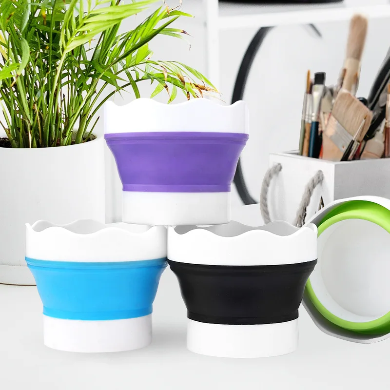 Meihui Art Silicone Paint Brush Washer Cleaner Painting Water Cup Bucket Basin for Art Supplies