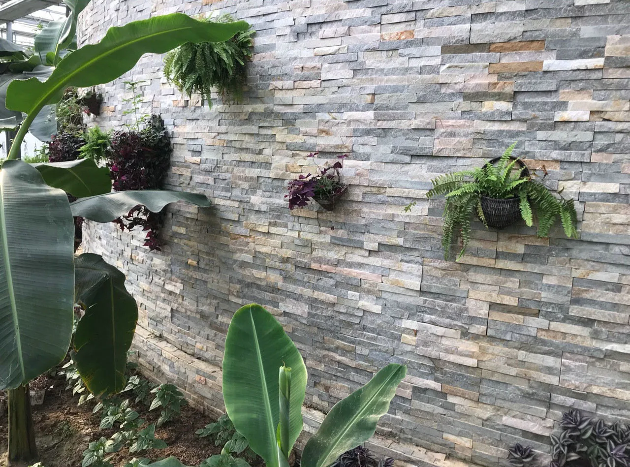 Недорогой Натуральный светло-голубой тонкий культурный камень шифер для облицовки стен панели украшения ландшафта