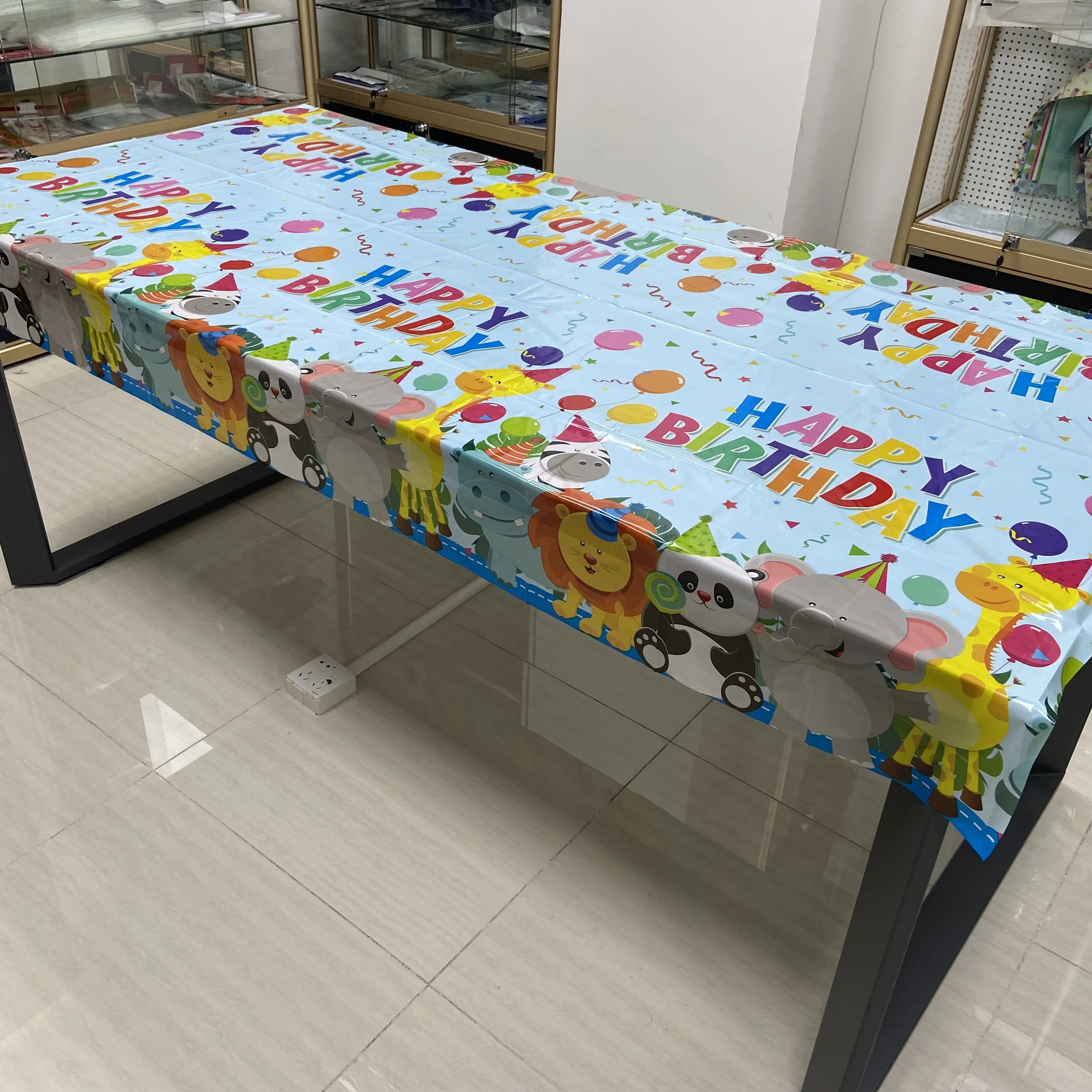 Birthday Party Decoration Waterproof Plastic Tablecloth Cartoon Pattern Printed Disposable Table Cover