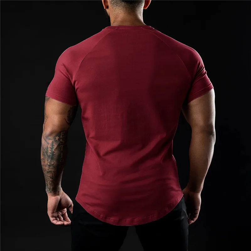 Custom High Quality 95 Cotton 5 Spandex Sports Men T Shirt Plain Running Fitted Gym Logo Printing On Mens T Shirt